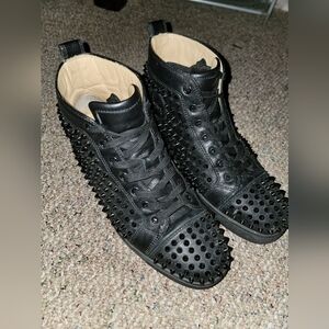 Christian Louboutin Studded Black Sneaker Shoes Mens Size 8.5 US